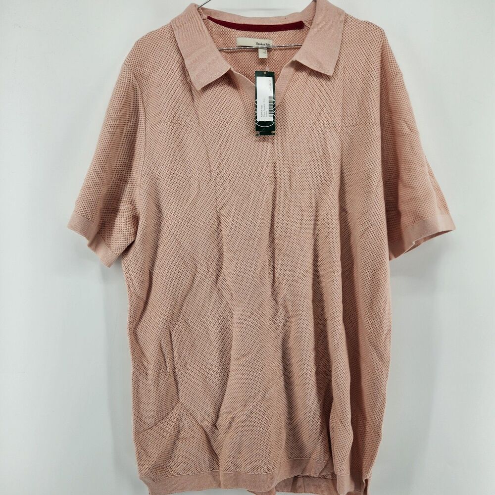 Hawker Rye Men's Peach Large Pique Sweater Polo‎ Shirt NWT